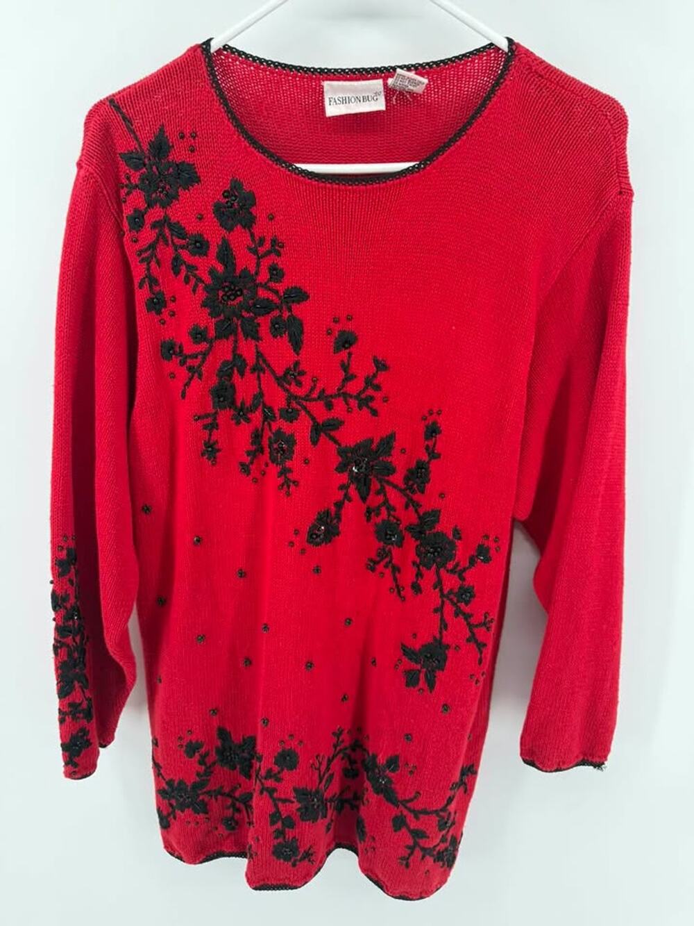 90s Fashion Bug Vintage Embroidered Beaded Knit Sweater